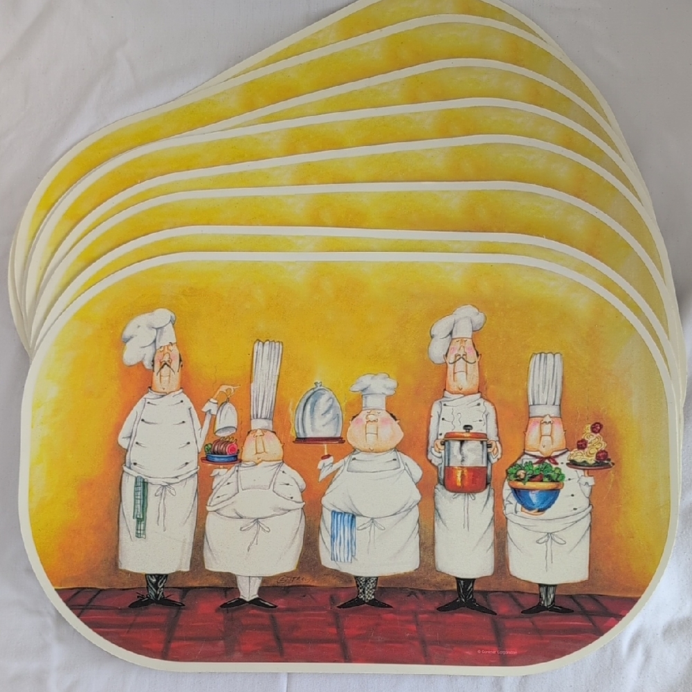 Chef-Themed Yellow Placemats Set